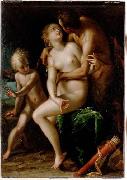 Hans von Aachen Jupiter Antiope und Amor oil